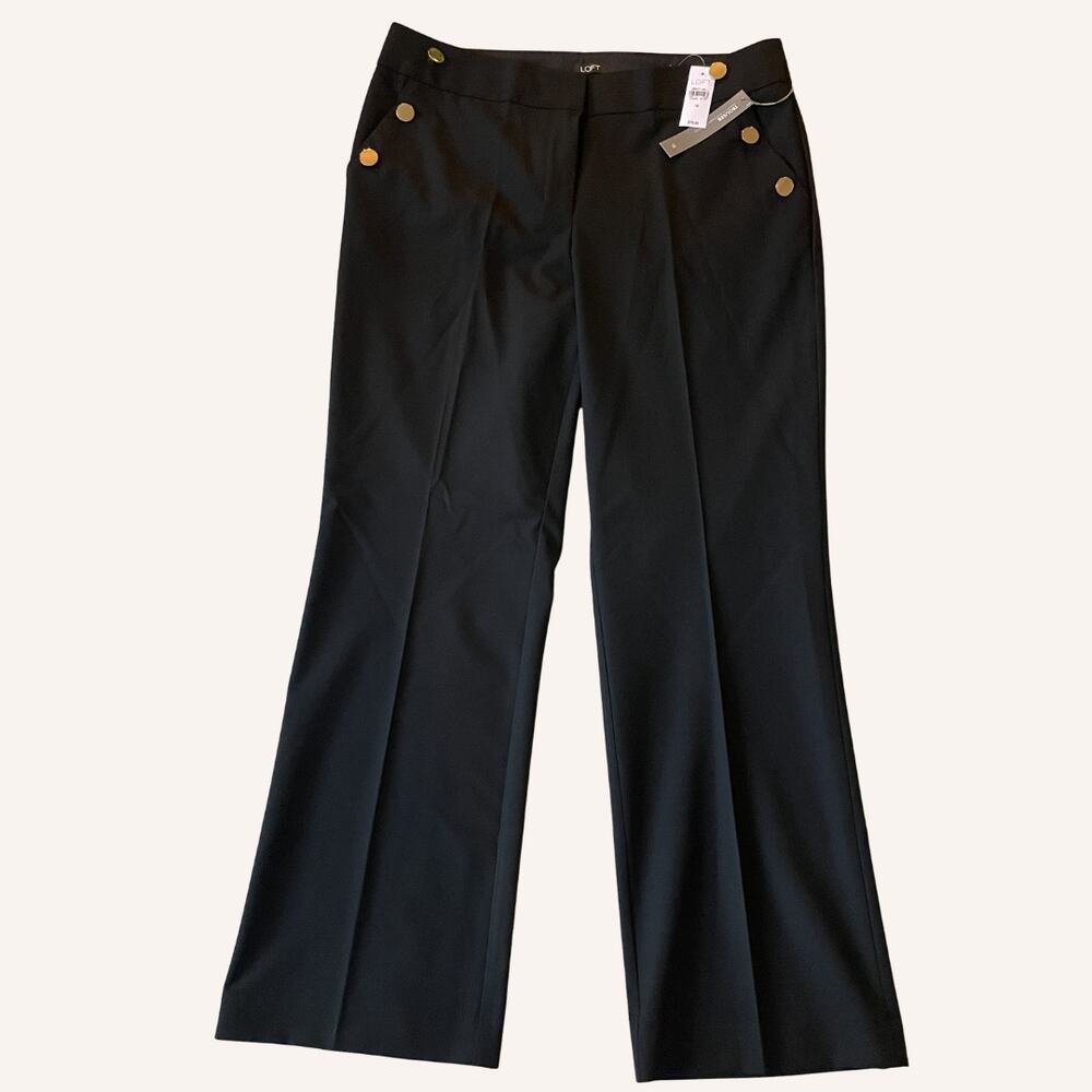 LOFT julie trouser black size 14 NWT gold buttons